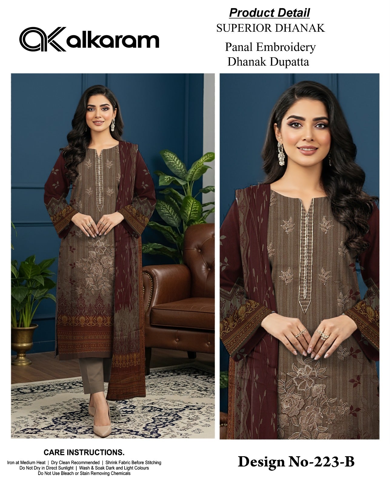 ALKARAM Ladies Unstitched 3-Piece Dhanak Emobridery Suit - Premium Fabric