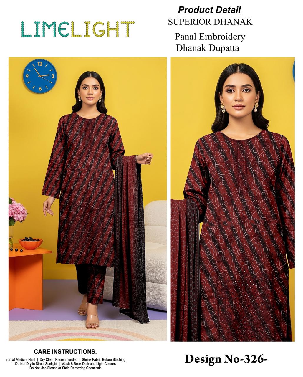 Ladies Unstitched 3-Piece Dhanak Emobridery Suit - Premium Fabric