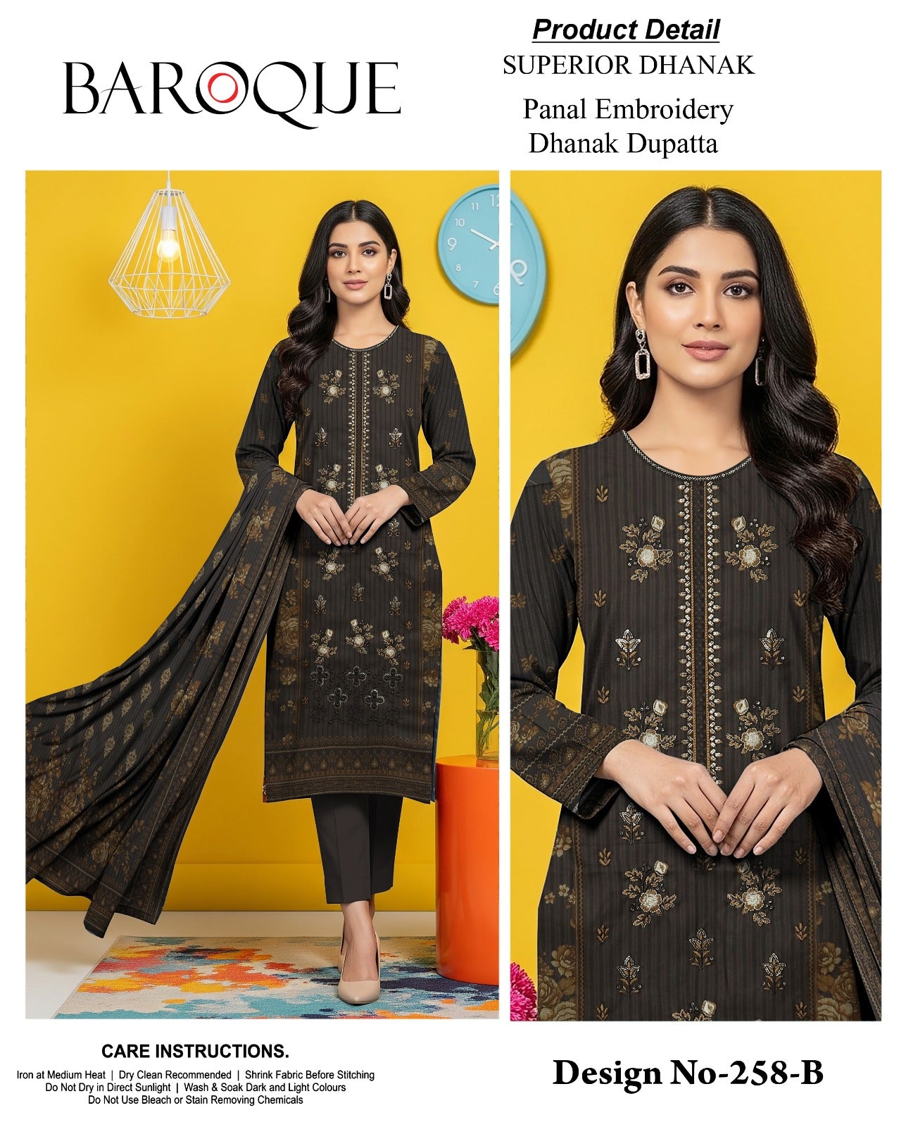 Ladies Unstitched 3-Piece Dhanak Emobridery Suit - Premium Fabric